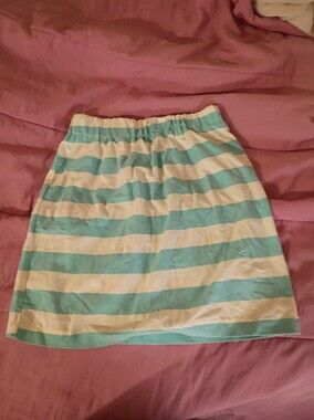 Vintage Turquoise Striped Pencil Skirt